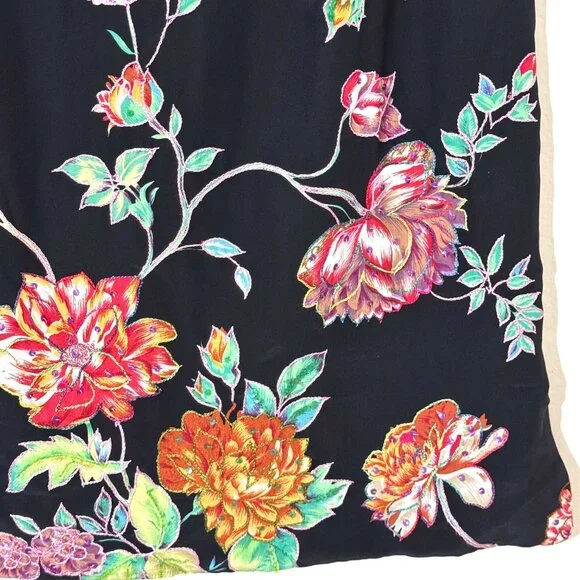 Vtg Y2K Black Floral Pencil Skirt Silky 15"W Embroidered Sequins Embellished NWT - Picture 8 of 16